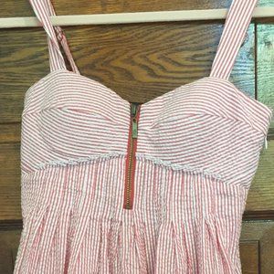 Pink and White Striped Summer Dress with Zip Top